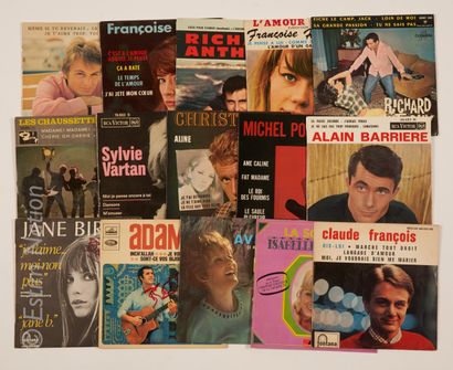 VINYLES VINTAGE - VARIETE FRANCAISE Collection de 45 tours des années 60 à 80 comprenant...