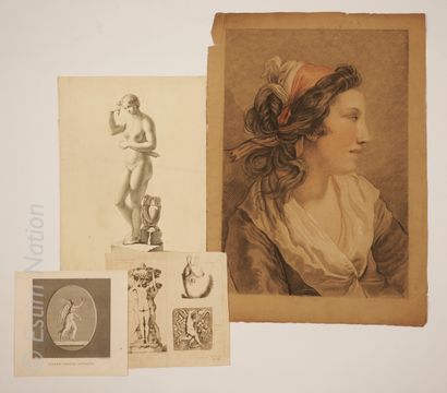 XIXE SIECLE - ACADEMIES ET COURS DE DESSIN Ensemble d'estampes et reproductions comprenant...