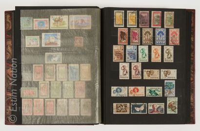 PHILATELIE Trois albums de timbres : 
- Env. 1000 timbres FRANCE, oblitérés, classement...