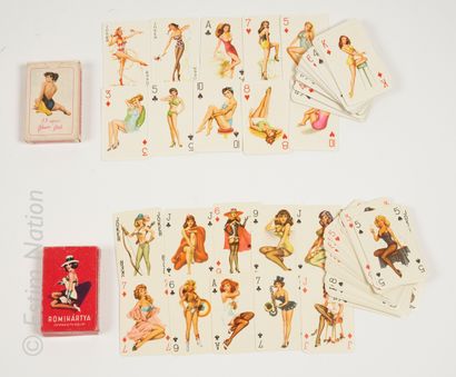 JEUX DE CARTES EROTIQUES - 1950-1960 Set of 4 decks of cards (black and white, colors)...