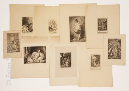 GRAVURES ANCIENNES - NU Set of prints on the theme of the nude from the 18th, 19th...