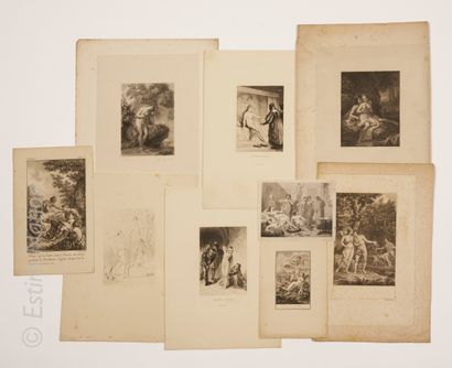 GRAVURES ANCIENNES - NU Set of prints on the theme of the nude from the 18th, 19th...