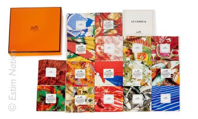 HERMES Hermès" box set containing 17 small coloured booklets of the different Carré...