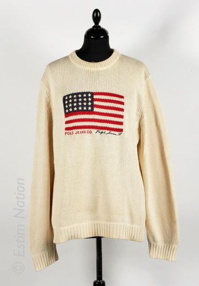 RALPH LAUREN Polo Jean CO Off-white PULL OVER, decorated on one side. Size M.