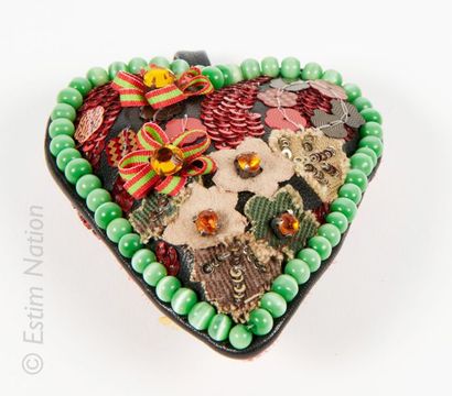 Christian LACROIX Heart shaped pin holder beaded around the edges and decorated with...