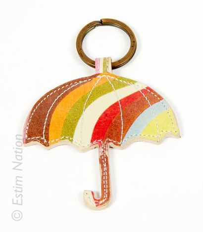 PAUL SMITH Leather key ring featuring an umbrella. Engraved on one side Paul Smi...