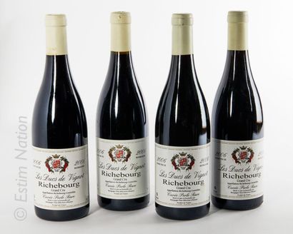 BOURGOGNE 4 bouteilles RICHEBOURG 2006 Grand Cru Les Ducs de Vignot (étiquettes fanées,...