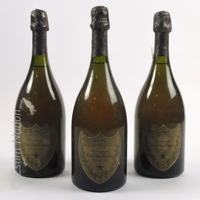 CHAMPAGNE 3 bouteille CHAMPAGNE DOM PERIGNON 1973 Vintage Moët & Chandon (étiquettes...