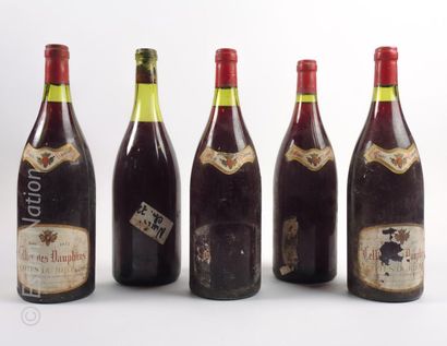 RHÔNE 8 flacons : 1 bouteille CHÂTEAU MAYNE 1979 Bordeaux, 4 magnums COTES DU RHONE...