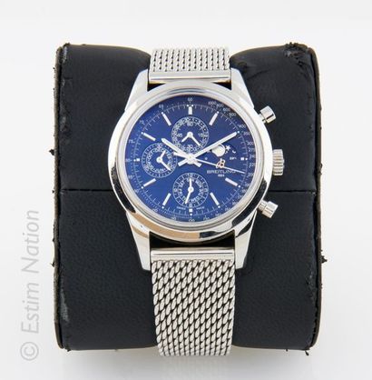 BREITLING Chronograph watch model TransOcean with automatic date in steel.
 Round...