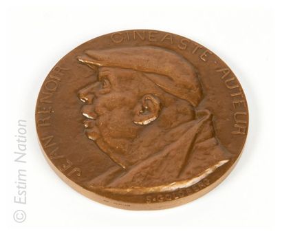 MEDAILLE - CINEMA Médaille commémorative à décor du profil de Jean RENOIR d'après...