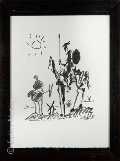 Pablo PICASSO (d'après) "Don Quichotte" (1955) 
Lithographie. Timbre sec en bas à...