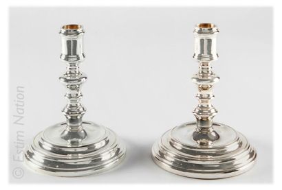 CHRISTOFLE CHRISTOFLE FRANCE

Pair of candlesticks in silvery metal, binets with...