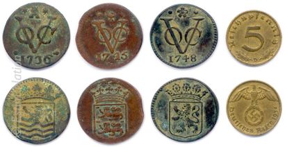 Lot de monnaies anciennes Lot composé de douze monnaies diverses :
Deux bronzes de...