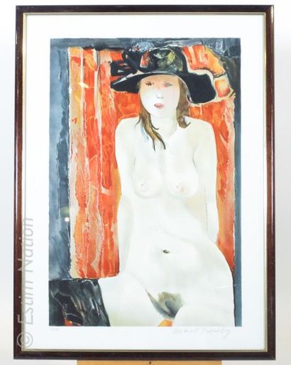 Mikhaïl TUROVSKY (d'après) (Né en 1933) "Nu féminin au chapeau"
Lithographie en couleurs...