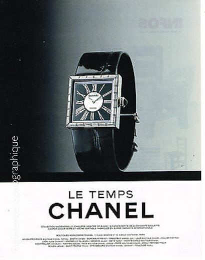 CHANEL (1989) MONTRE "MADEMOISELLE" en acier articulé, cadran entouré de diamants,...