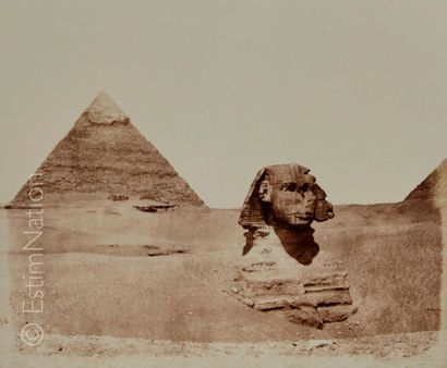 Félix TEYNARD (Français, 1817-1892) Djîzeh, nécropole de Memphis - Sphinx et pyramides,...