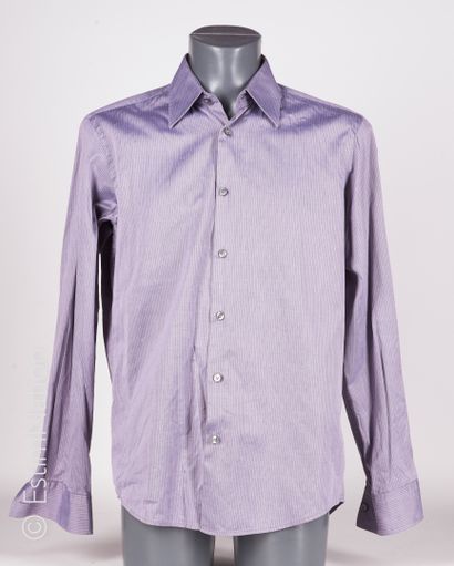 HUGO BOSS, POLO RALPH LAUREN TWO STREADED SHIRTS: the first blue, the second purple...