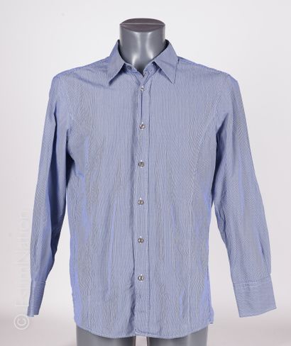 HUGO BOSS, POLO RALPH LAUREN TWO STREADED SHIRTS: the first blue, the second purple...