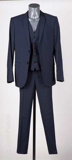 The KOOPLES COSTUME in cold navy wool, slim fit, with jacket (T 48)