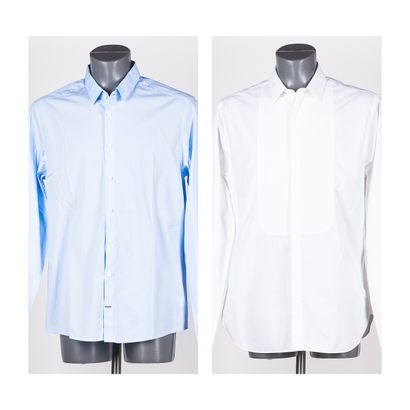 THE KOOPLES, JULES CHEMISE DE SMOKING slim en coton blanc, plastron façon nid d'abeille...