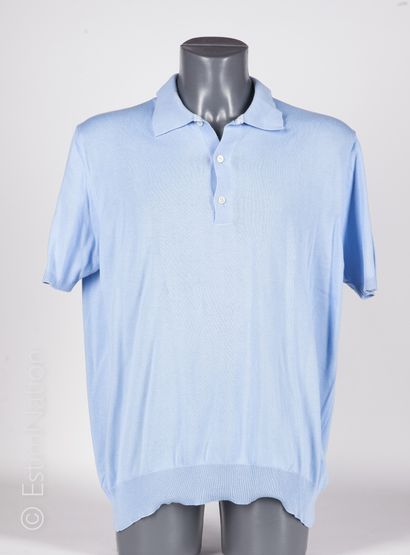 LANVIN DEUX POLOS en coton bleu et marron (T XL) (Sans garantie d'état)