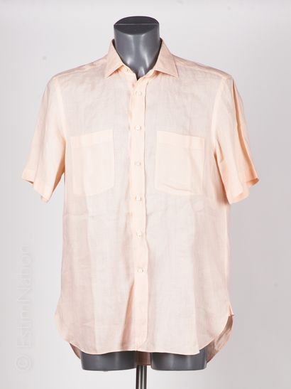 LORENZINI FIVE SHIRTS in pink, coral, navy linen (T 4, T 2) (Without guarantee of...
