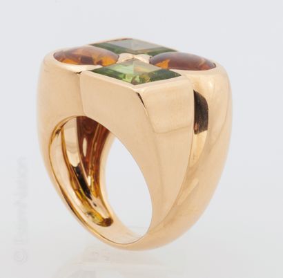 FRED. VERS 2008 Fred. Ring in 18K (750°/00) yellow gold set with two suiffed citrines...
