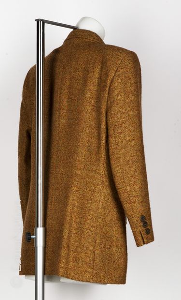 BURBERRYS' JACKET in mottled mixed wool tweed in autumnal tones, shimmering lining...