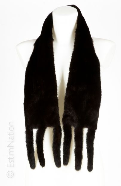 REBECCA Female dark mink scarf with tails and zebra lining (lack of claw)