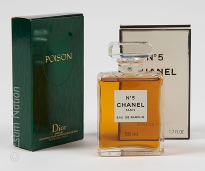 CHANEL EAU DE PARFUM "N°5" 50 ml (dans son cartonnage) on joint une recharge Poison...
