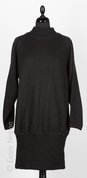 HERMES ROBE chaussette en épais tricot d'alpaga noir (T 40)