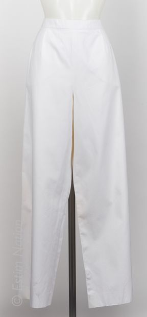 HERMES PAR MARTIN MARGIELA PANTALON large en coton blanc (T 44) (légères traces)