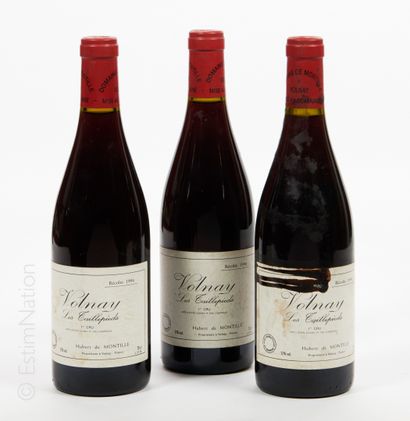 BOURGOGNE 3 bouteilles VOLNAY 1994 1er cru "Les Taillepieds" Hubert de Montille (étiquettes...