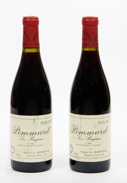 BOURGOGNE 2 bouteilles POMMARD 1992 1er cru "Les Rugiens" Hubert de Montille (étiquettes...