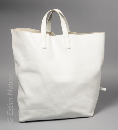 DKNY CABAS TOTE en cuir blanc cassé (36 x 44 x 13 cm) (salissures)