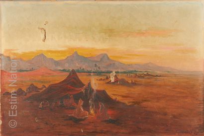 ORIENTALISME Léon GEILLE DE SAINT LEGER (1864-1937)



Paysage de désert animé



Huile...