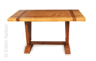 DESIGN - TABLE Table de salle à manger à plateau rectangulaire en bois de placage...