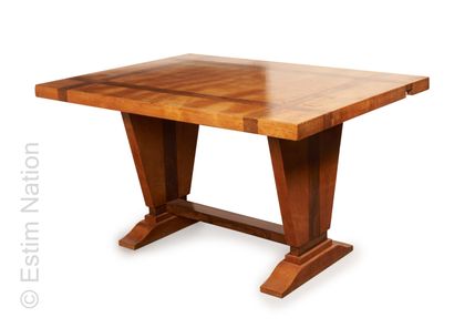 DESIGN - TABLE Table de salle à manger à plateau rectangulaire en bois de placage...