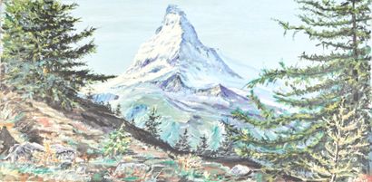 P. MICHEL (XXème siècle) "Le Mont Cervin depuis Zermatt" 

Huile sur toile signée...