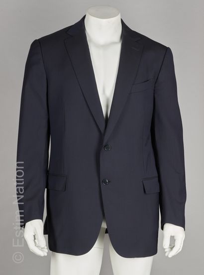 ERMENEGILDO ZEGNA SUR MESURE VESTE en laine froide marine, trois poches (T 56 R)