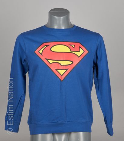 SUPERMAN TRADEMARK SWEATER en éponge de coton bleu appliqué du logo (T XS)