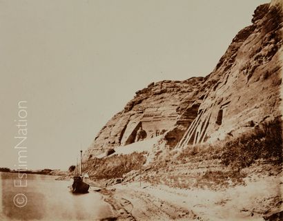 Félix TEYNARD (Français, 1817-1892) Abou Simbel - Vue des monuments prise de la rive...