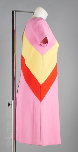 TARA JARMON ROBE droite d'inspiration seventies en polyester mélangé rose, jaune...