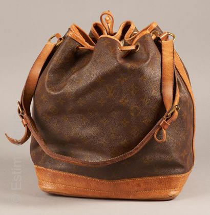 LOUIS VUITTON vintage SAC "NOE" GM en toile Monogram et cuir naturel (patine d'usage...