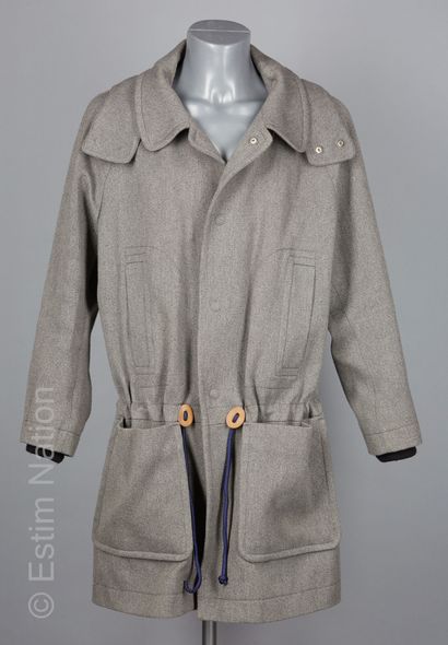 CARVEN MANTEAU d'inspiration duffle coat en acrylique, laine et coton mélangé gris,...