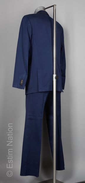 LOUIS VUITTON Woven cotton blue work suit, four pockets, straight trousers (S 50...