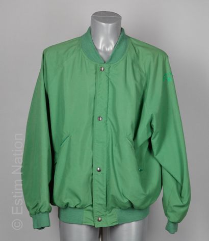 CARVEN GOLF BOMBER in green cotton and polyester, with ribbed edges, striped lining...