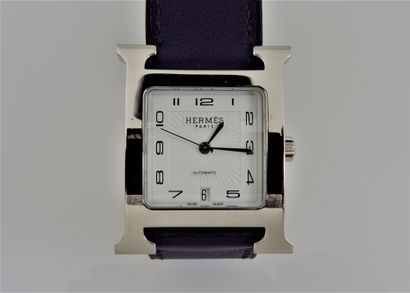 HERMES "L'Heure H", large model, Ref. HH2.510

Stainless steel wristwatch, "H" shaped...