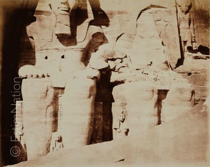 Félix TEYNARD (Français, 1817-1892) Abou Simbel - Grand spéos - Statues colossales...